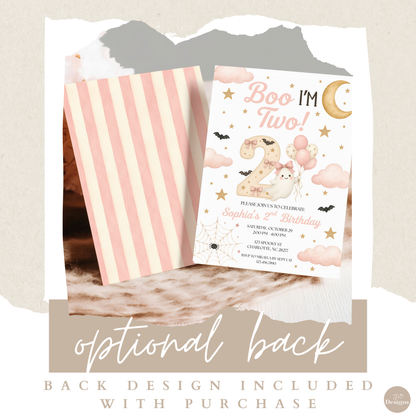Boo I'm Two Birthday Invitation (Pink)