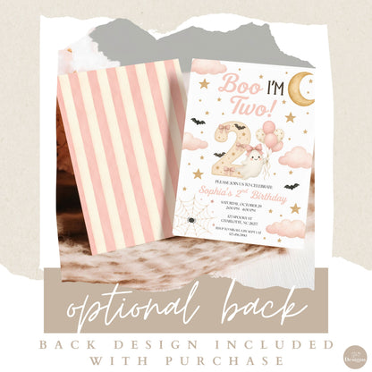 Boo I'm Two Birthday Invitation (Pink)