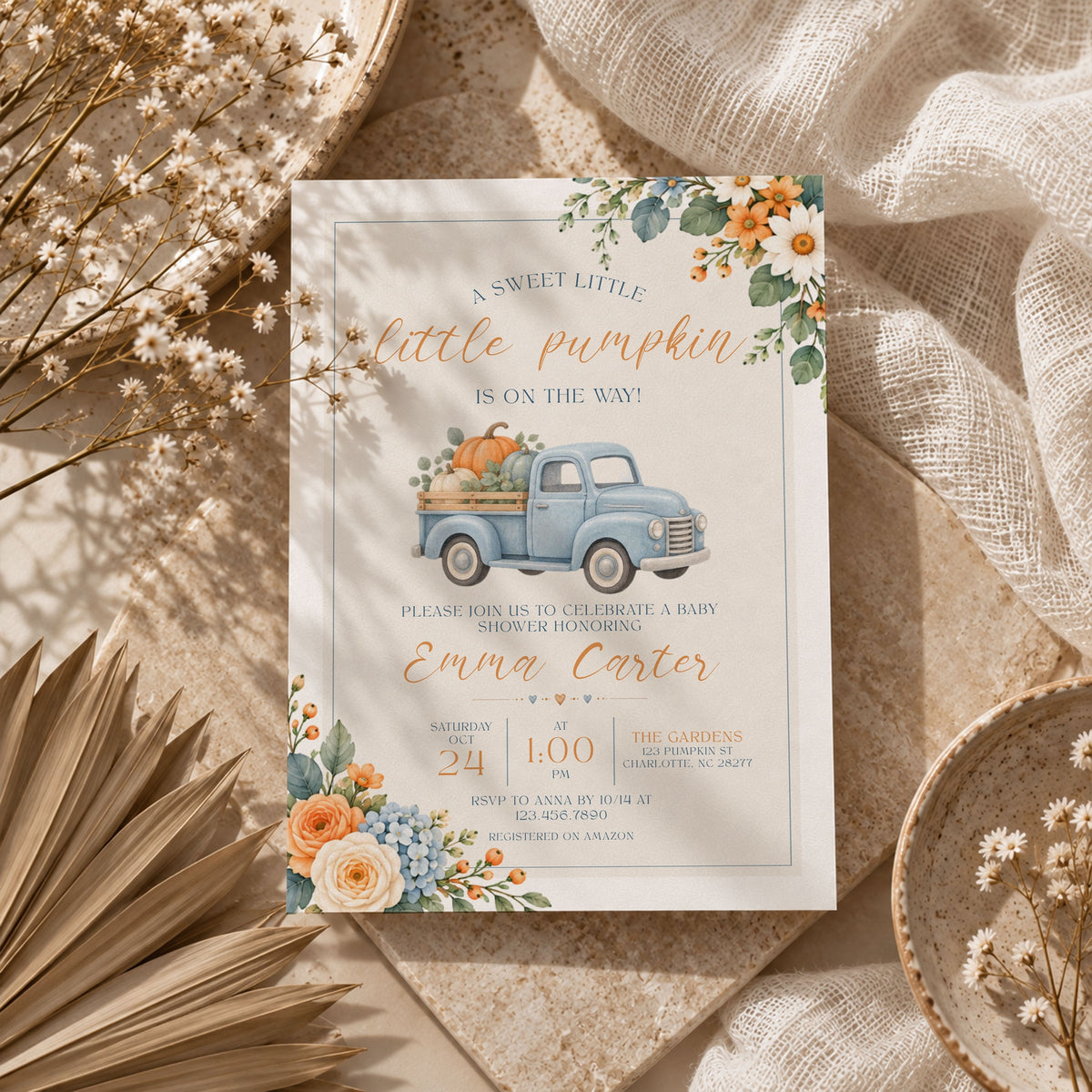 Little Pumpkin Baby Shower Invitation