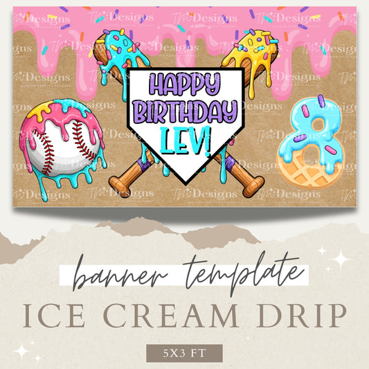 Ice Cream Drip Banner Template