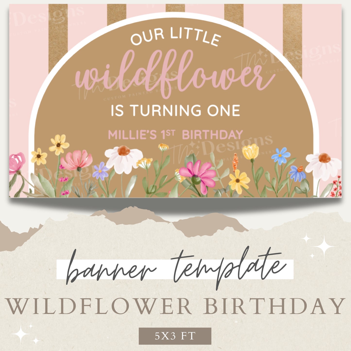 Wildflower Birthday Banner Template