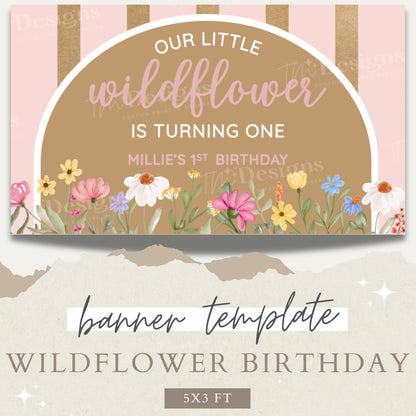 Wildflower Birthday Banner Template