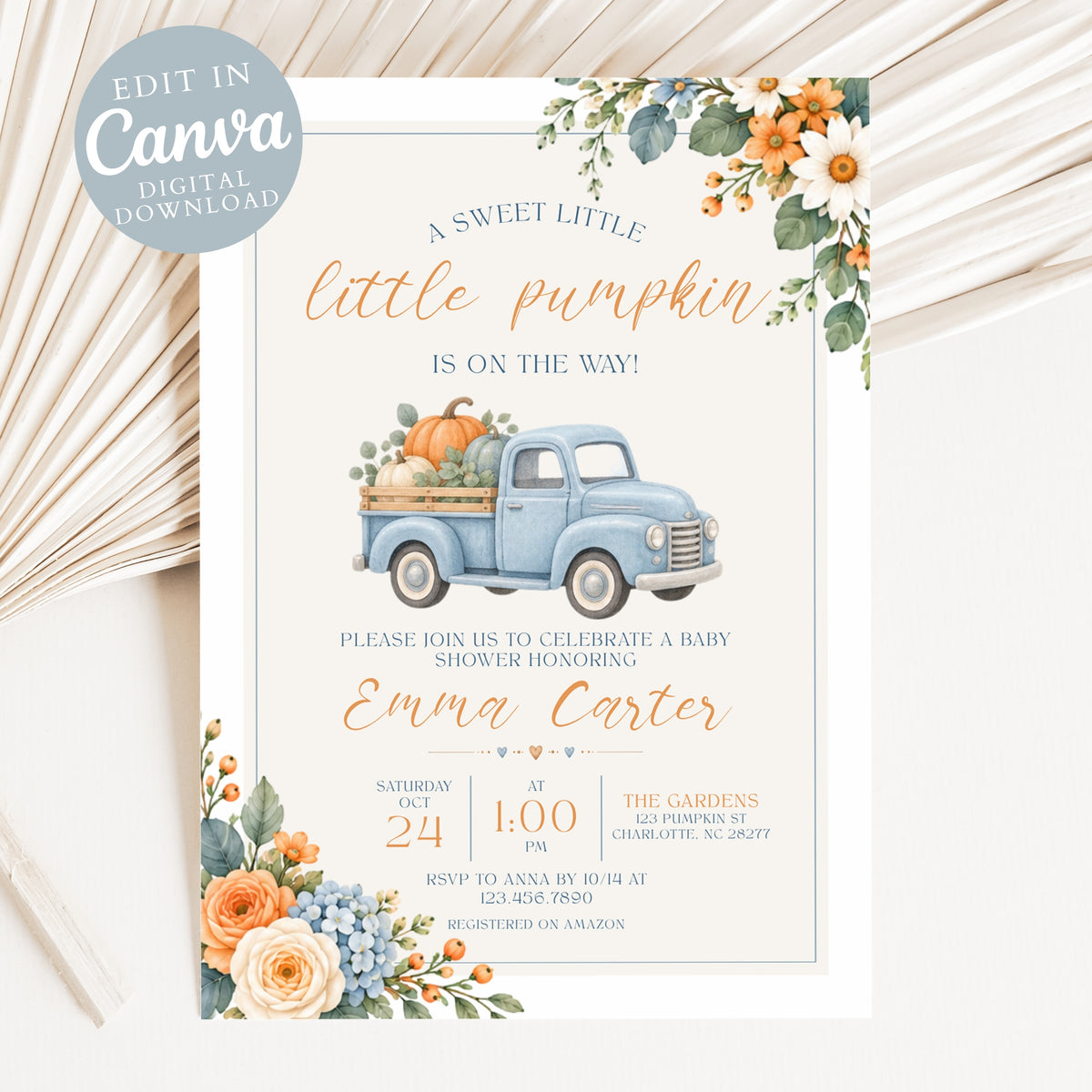 Little Pumpkin Baby Shower Invitation
