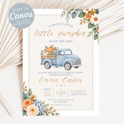 Little Pumpkin Baby Shower Invitation