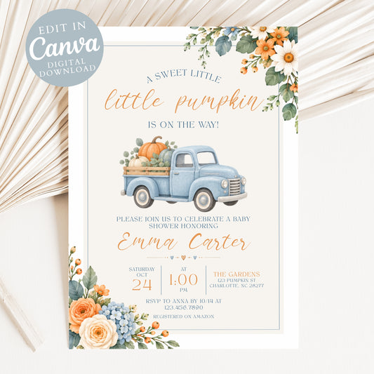 Little Pumpkin Baby Shower Invitation