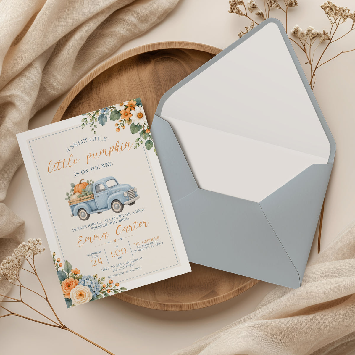Little Pumpkin Baby Shower Invitation