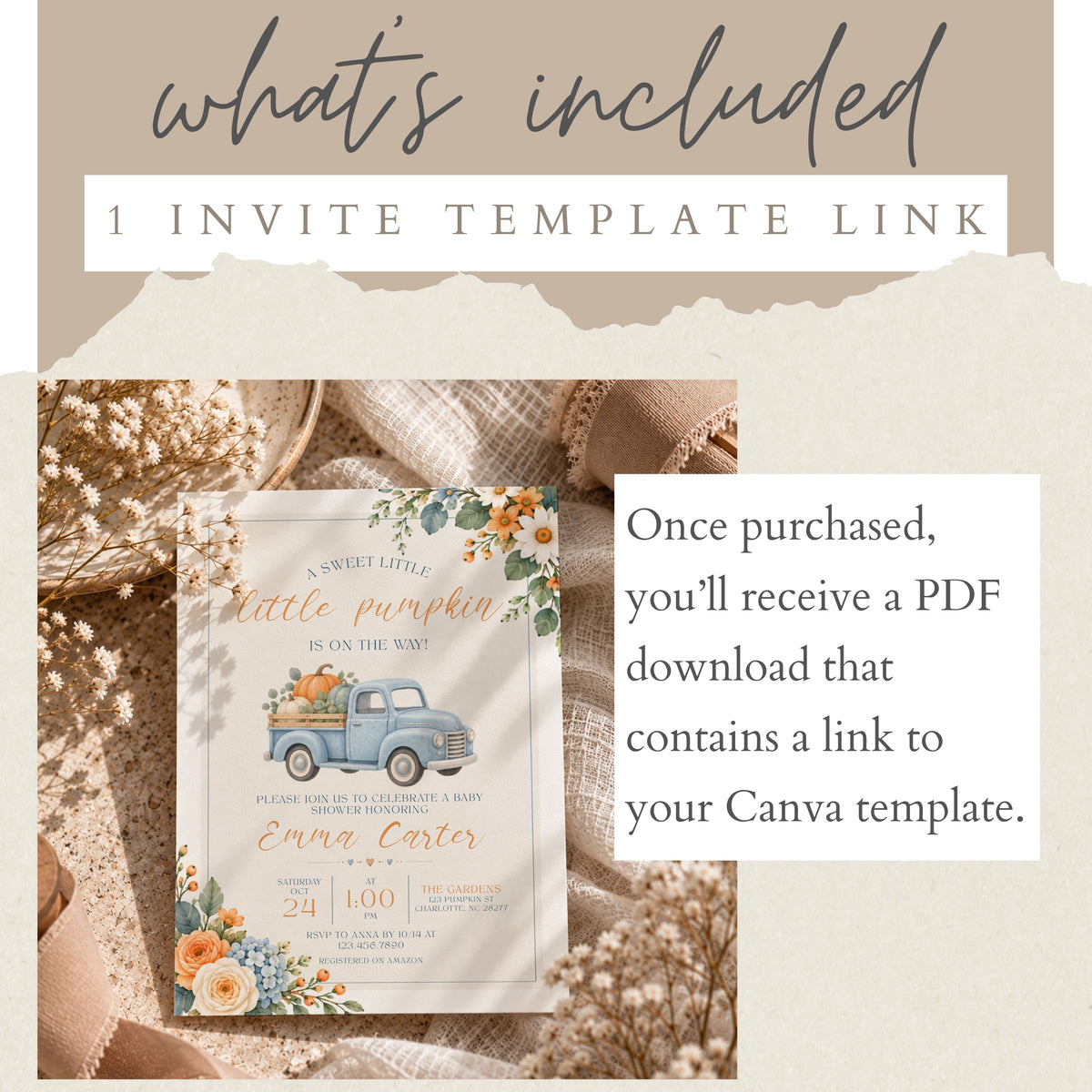 Little Pumpkin Baby Shower Invitation