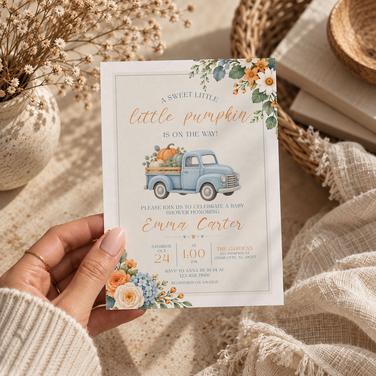 Little Pumpkin Baby Shower Invitation