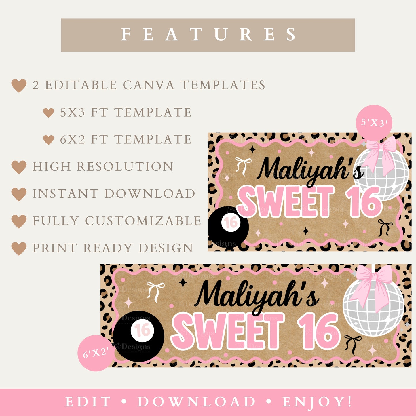 Pink Cheetah Sweet 16